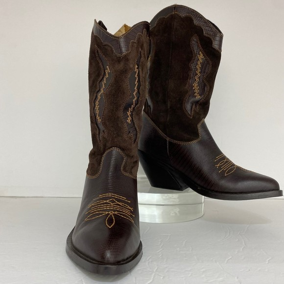 Sam Edelman Shoes - Sam Edelman Western Kitty heel dark brown boots Size 7